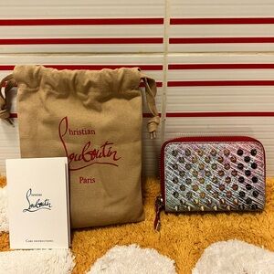 Pre-owned Christian Louboutin Panettone Spike PVC Leather Coin Purse Wallet